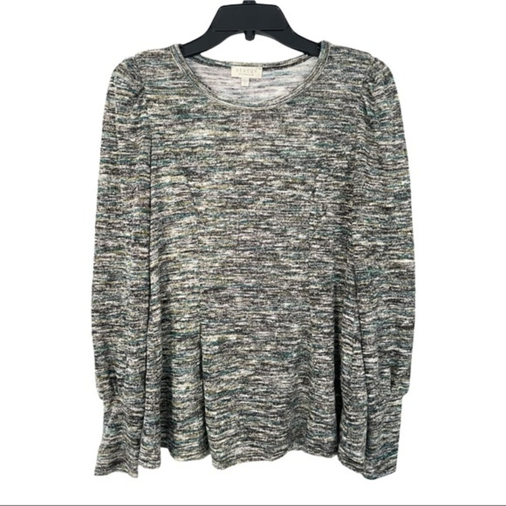 STATUS BY CHENAULT Long Sleeve Top in Teal/Black - Small